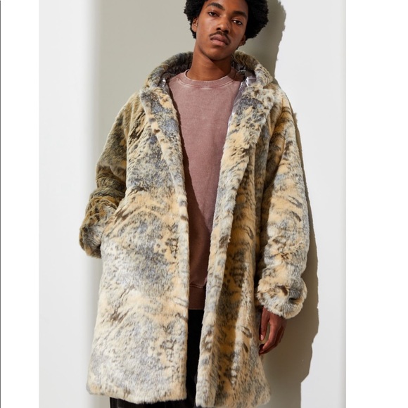 faux fur hoodie mens urban outfitters